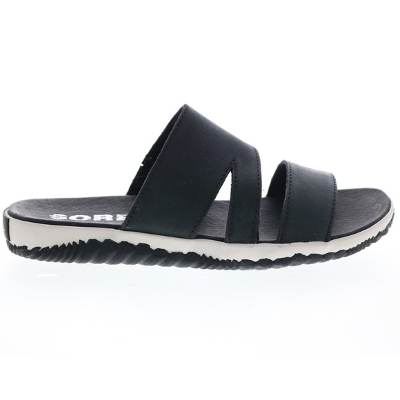 Sorel Shoes - Sorel Out n About Plus Slide Sandals Black‎ Leather Womens 9 UK 7 EU 40